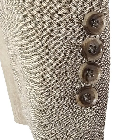 Stafford Men's Linen Cotton Blend Tan Long Blazer - Picture 3 of 5